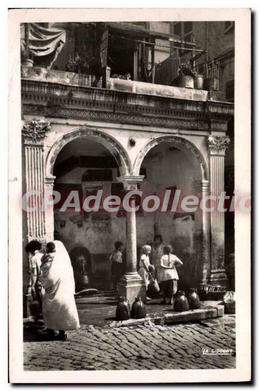 Postcard Old Algiers Casbah Turkish fountain street of the Kasbah