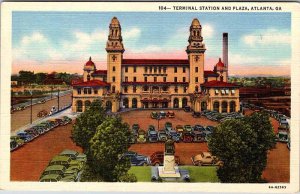 Postcard TRAIN STATION SCENE Atlanta Georgia GA AK6056