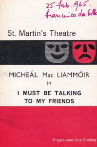 Mcheal Mac Liammo I Must Be Talking To My Friends Theatre Programme