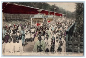 1915 View of Great Temple Procession at Nikko Japan Antique Posted Postcard