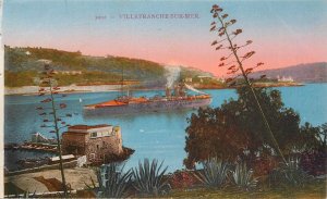 France navigation & sailing topic postcard Villefranche sur Mer cruise ship