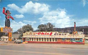 Durango CO The Chief Diner Neon Sign Old Cars Totem Pole Postcard