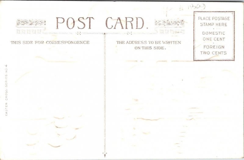 3~ca1910's Holiday Postcards EASTER GREETINGS Embossed Cross & Flower Greetings