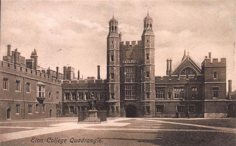 Eton College Quadrangle, Windsor, England, early sepia postcard, unused