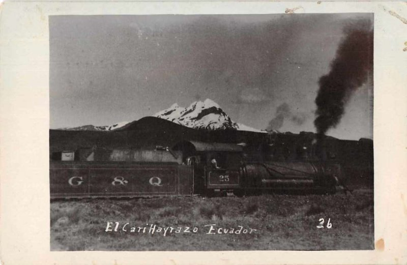 Ecuador El Cari Haytazo and Train Real photo Vintage Postcard AA9784