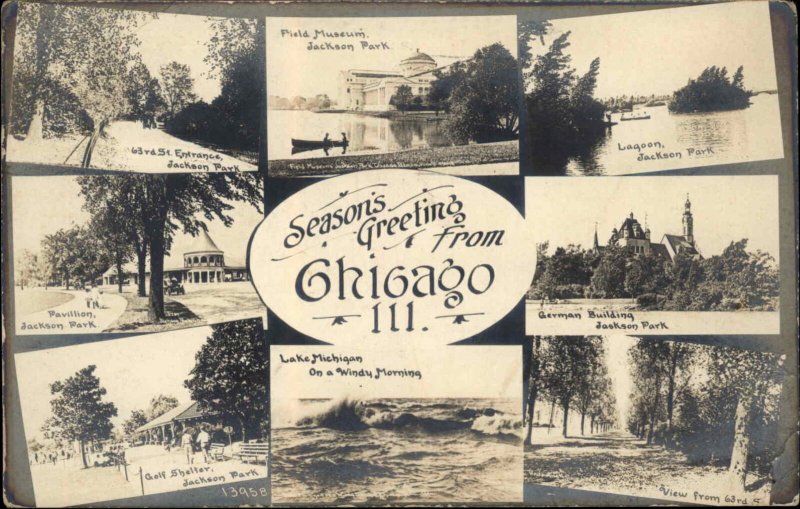 Chicago IL Multi View Jackson Park c1910 Real Photo Postcard C.R. Childs