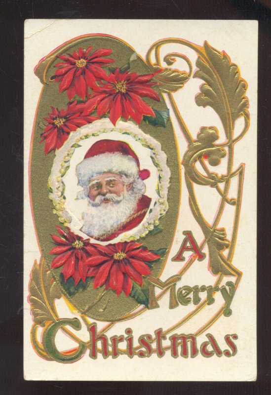 SANTA CLAUS RED ROBE BOLD EMBOSSED VINTAGE CHRISTMAS POSTCARD