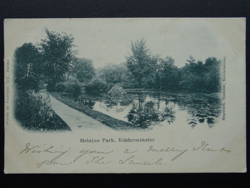 Worcestershire KIDDERMINSTER Brinton Park c1902 UB Postcard by Valentine