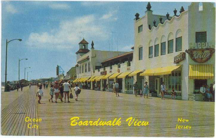 Boardwalk View in Ocean City New Jersey NJ 1963