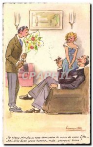 Humor - Illustration - I just ask Mr. hand your daughter - Old Postcard