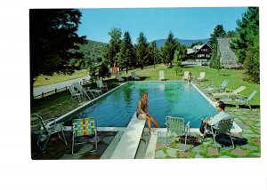 OVERSIZE Scandinavia Inn Chalets Pool Stowe Vermont Vintage Advertising Postcard