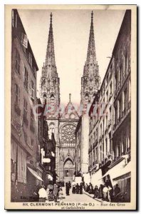 Old Postcard Clermont Ferrand P D Rue des Gras and Cathedrale