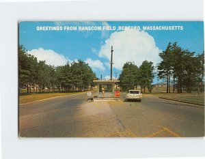 Postcard Main Gate, Greetings From Hanscom Field, Bedford, Massachusetts