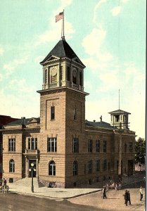 c1910 BILLINGS MONTANA CITY HALL CARRIAGES HORSES EARLY UNPOSTED POSTCARD P556