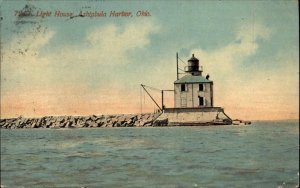 Ashtabula Harbor Ohio OH Light House Lighthouse c1910 Vintage Postcard