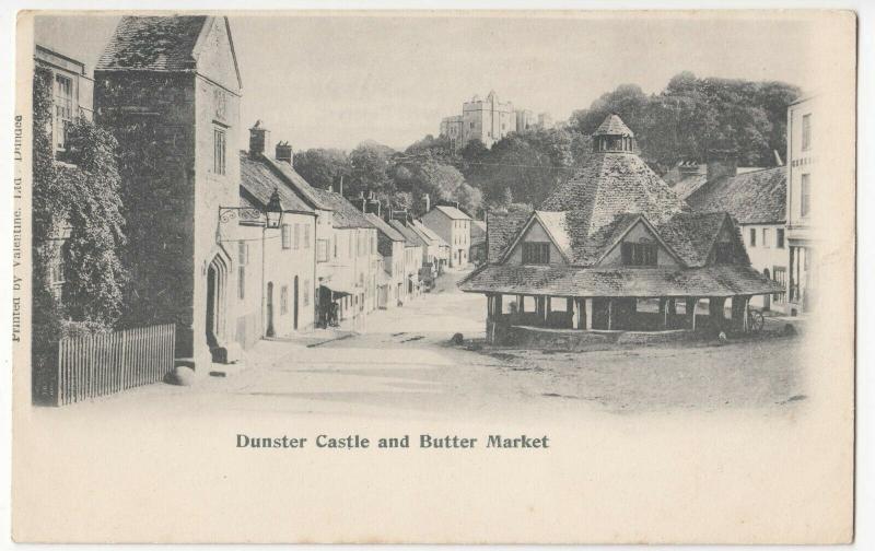 Somerset; Dunster Castle & Butter Market PPC, Unposted, c 1905, Undivided Back 