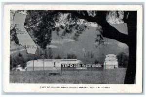 c1920's Part Of Italian Swiss Colony Winery Red & White Asti California Postcard