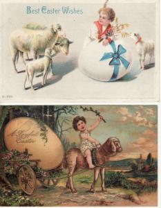 EASTER   CHILD and LAMB  2 postcards