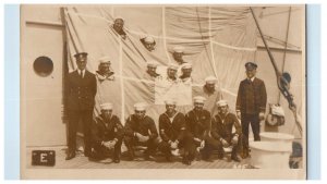 c1920's USS Pittsburgh Sailors After Target Practice RPPC Photo Vintage Postcard 