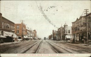 Pittsburg KS Broadway North c1910 Postcard