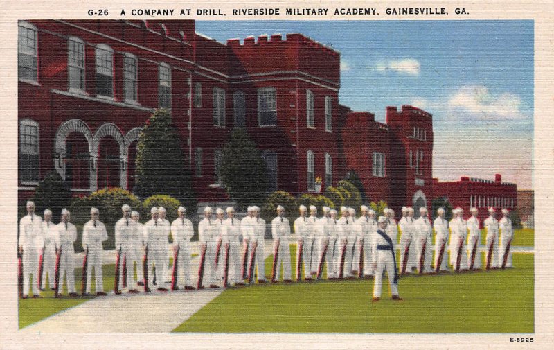 A Company At Drill, Riverside Military Academy, Gainesville, GA, Unused Postcard