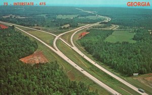 Vintage Postcard Interstate 475 Aerial View Geographical Center of Georgia GA