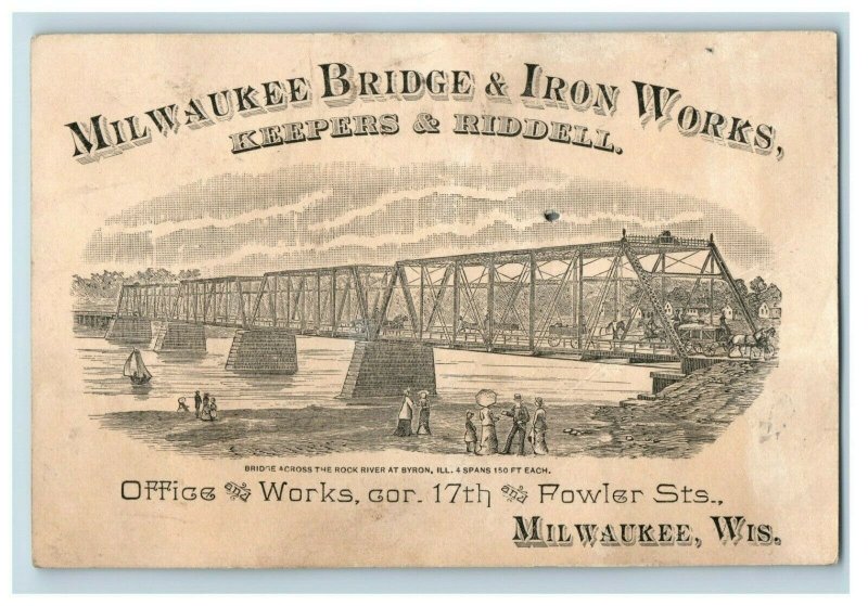 1870s-80s Engraved Milwaukee Bridge & iron Works Keepers & Riddell #2 P210 