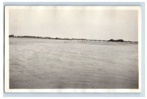 c1910 RPPC Burlington Railroad Bridge Fremont Nebraska Plat River Postcard P128E