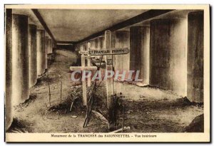 Old Postcard Monument Bayonet Trench View Inner French Army Unknown