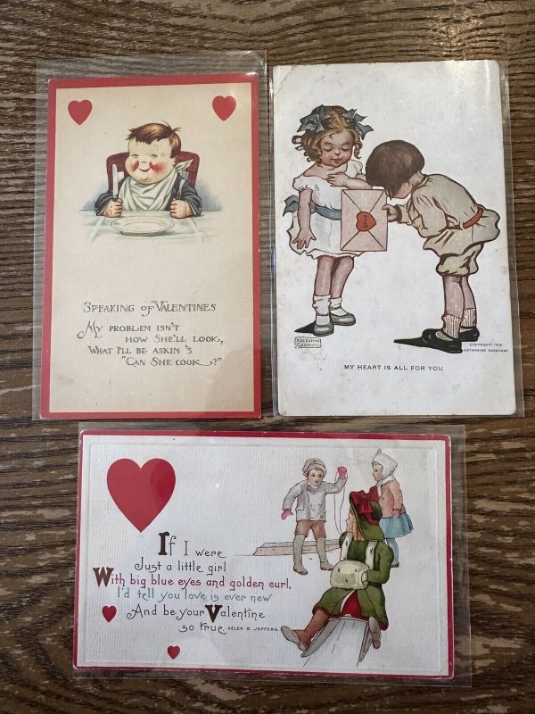 Lot of Antique Postcards Early 1900s Vintage Embossed Children Valentine’s Day