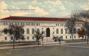 New City Library Springfield, Massachusetts USA View Postcard Backing 