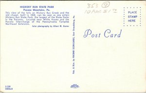 Vtg Hickory Run Creek Falls Old Chapel Pocono Mountains Pennsylvania PA Postcard