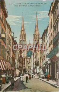 Old Postcard Clermont Ferrand Rue des Gras and Cathedrale