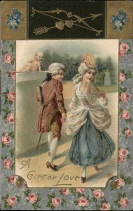 Winsch Valentine Art Nouveau Victorian Children Couple c1910 Vintage Postcard