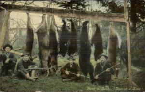 Bear Hunting & Hunters w/ Guns FOUR OF A KIND Publ in Maine Postcard