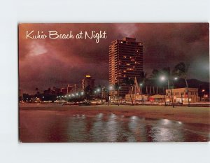 Postcard Kuhio Beach at Night, Honolulu, Hawaii