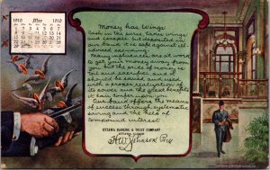 1910 May Calendar Postcard Ottawa Banking and Trust Company Ottawa, Illinois