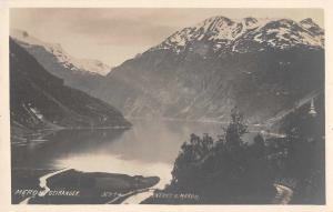 Geiranger Norway Scenic View Real Photo Antique Postcard (J37359)