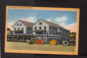 MD Maryland Inn Hotel Ocean City Maryland Linen Postcard Beach