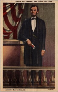 Lincoln The President New Salem State Park IL Postcard PC92