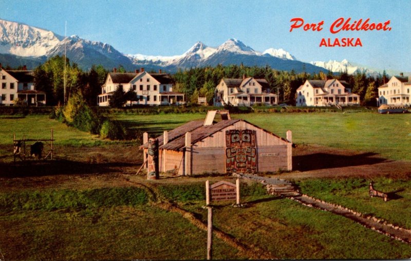 Alaska Port Chilkoot Parade Ground Showing Newly Erected Totem Village