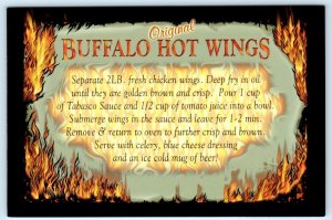 Original BUFFALO HOT WINGS Recipe ~ Graphics, Flames 4x6 Modern Postcard