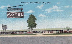 Postcard Travelers Rest Motel Toledo Ohio OH