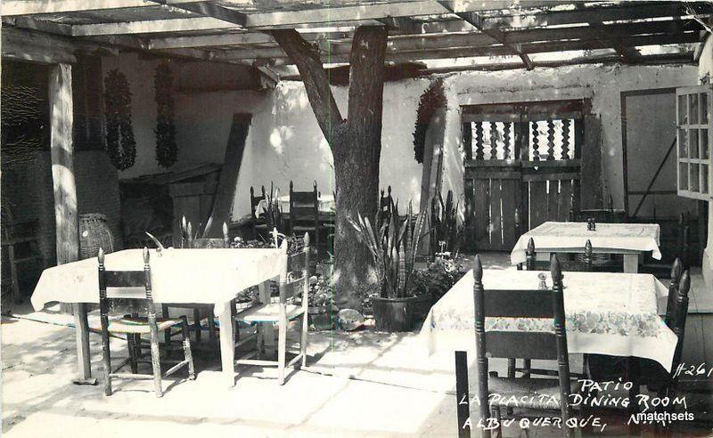 1940s Patio La Placita Dining Room Restaurant ALBUQUERQUE NM RPPC postcard 2139