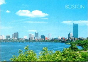 Postcard MA Boston Skyline as seen from Cottage Farm Bridge