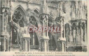 Old Postcard Reims In its 1914 bombing 18 years The Cathedral Facade North of...