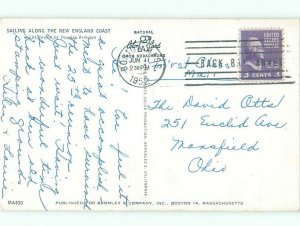 1950's SAILING ALONG NEW ENGLAND COAST Postmarked Boston Massachusetts MA AF4338