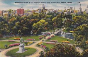 Massachusetts Boston Aeroplane View The Public Gardens and Beacon Hill 1946
