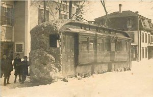 Concord Electric Railways Streetcar Trolley, RPPC, Snow Covered, New Hampshire