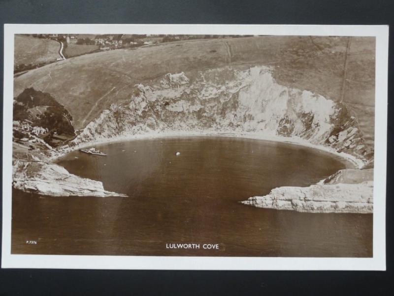 Dorset AERIAL POSTCARD of LULWORTH COVE - Old RP Postcard P7376